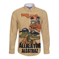 Alligator Alcatraz Prison Florida Everglades Long Sleeve Button Shirt - Wonder Print Shop