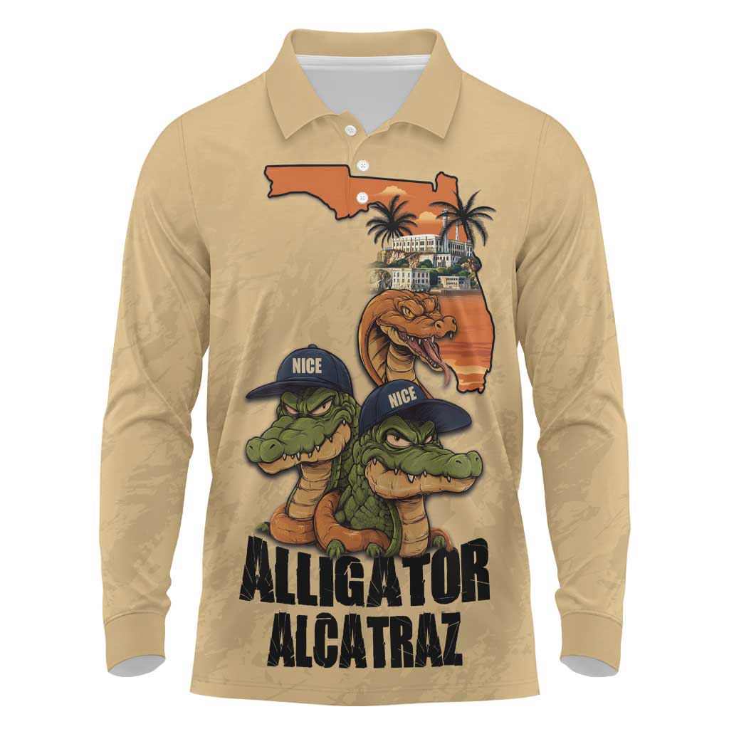 Alligator Alcatraz Prison Florida Everglades Long Sleeve Polo Shirt - Wonder Print Shop