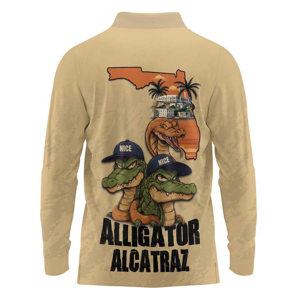 Alligator Alcatraz Prison Florida Everglades Long Sleeve Polo Shirt - Wonder Print Shop