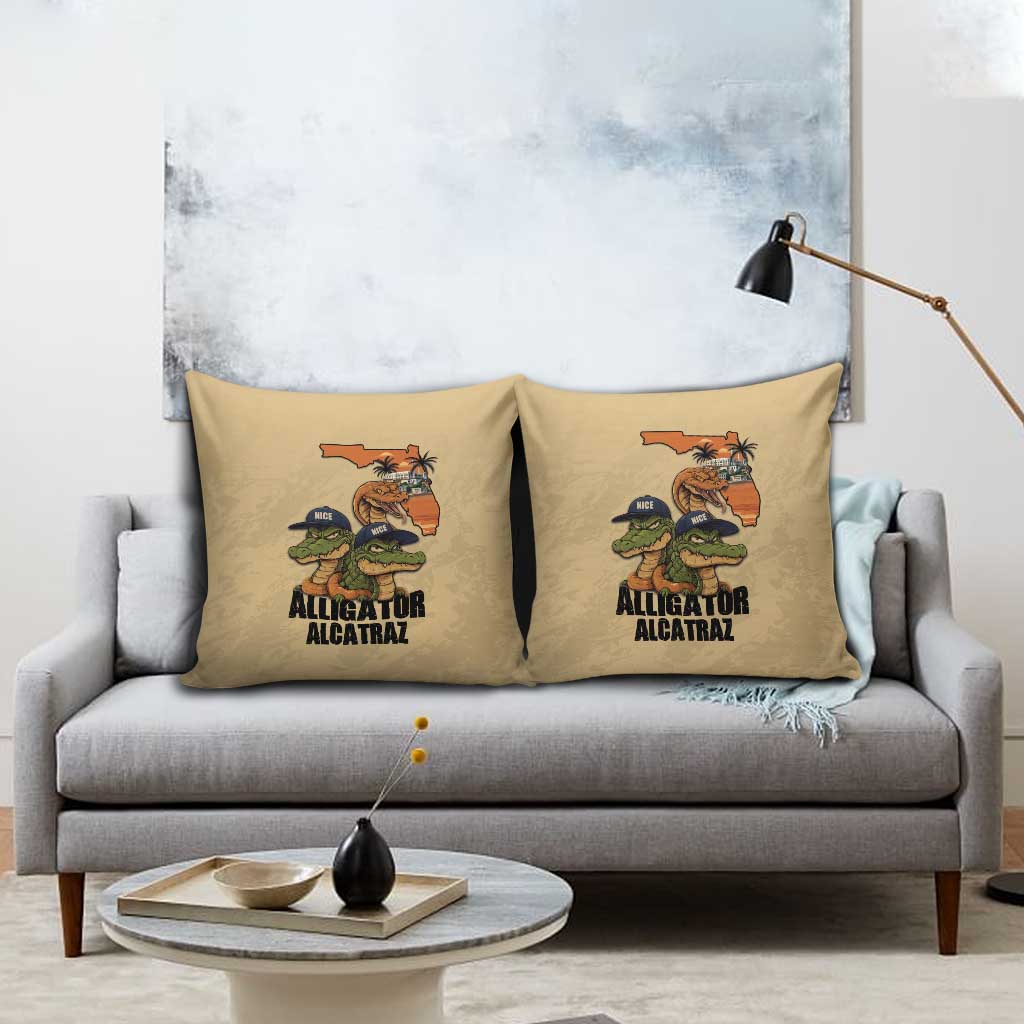 Alligator Alcatraz Prison Florida Everglades Pillow Cover - Wonder Print Shop