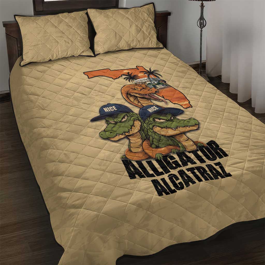 Alligator Alcatraz Prison Florida Everglades Quilt Bed Set - Wonder Print Shop