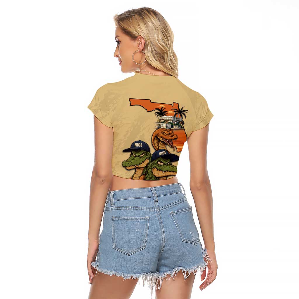 Alligator Alcatraz Prison Florida Everglades Raglan Cropped T Shirt - Wonder Print Shop