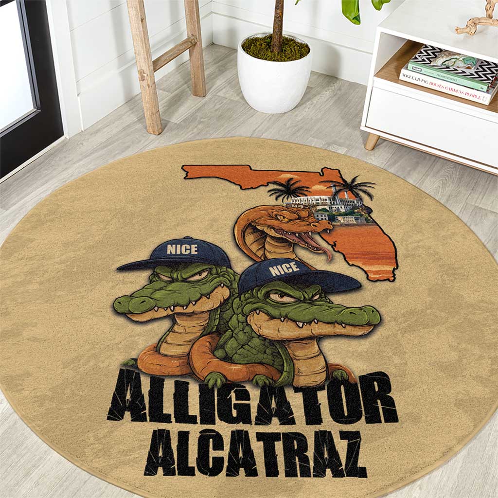Alligator Alcatraz Prison Florida Everglades Round Carpet - Wonder Print Shop