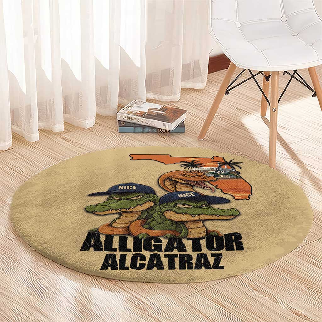 Alligator Alcatraz Prison Florida Everglades Round Carpet - Wonder Print Shop