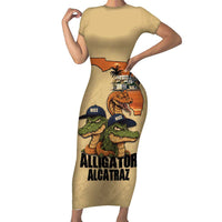 Alligator Alcatraz Prison Florida Everglades Short Sleeve Bodycon Dress - Wonder Print Shop