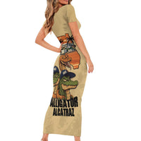 Alligator Alcatraz Prison Florida Everglades Short Sleeve Bodycon Dress - Wonder Print Shop