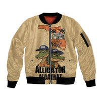 Alligator Alcatraz Prison Florida Everglades Sleeve Zip Bomber Jacket - Wonder Print Shop