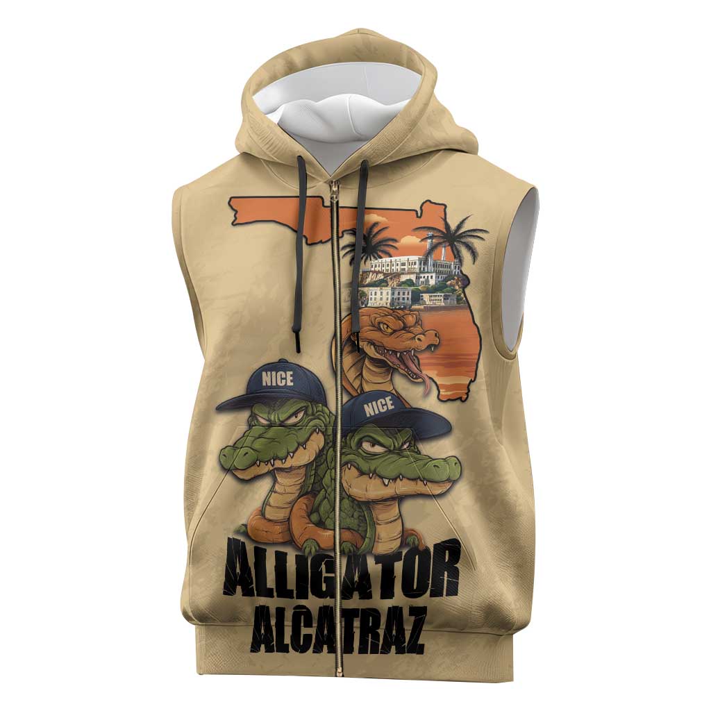 Alligator Alcatraz Prison Florida Everglades Sleeveless Zip Hoodie - Wonder Print Shop