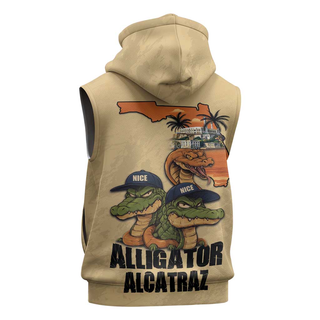 Alligator Alcatraz Prison Florida Everglades Sleeveless Zip Hoodie - Wonder Print Shop