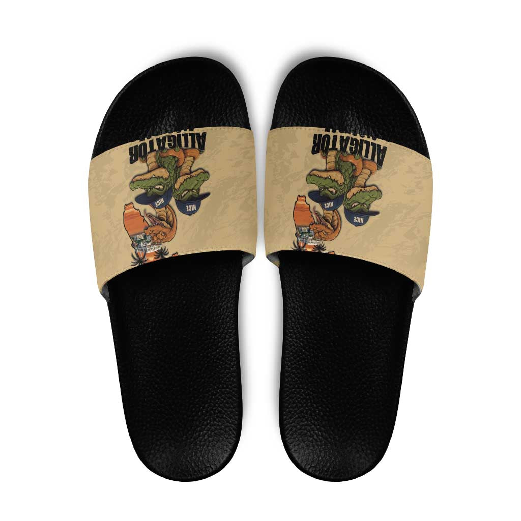Alligator Alcatraz Prison Florida Everglades Slide Sandals - Wonder Print Shop