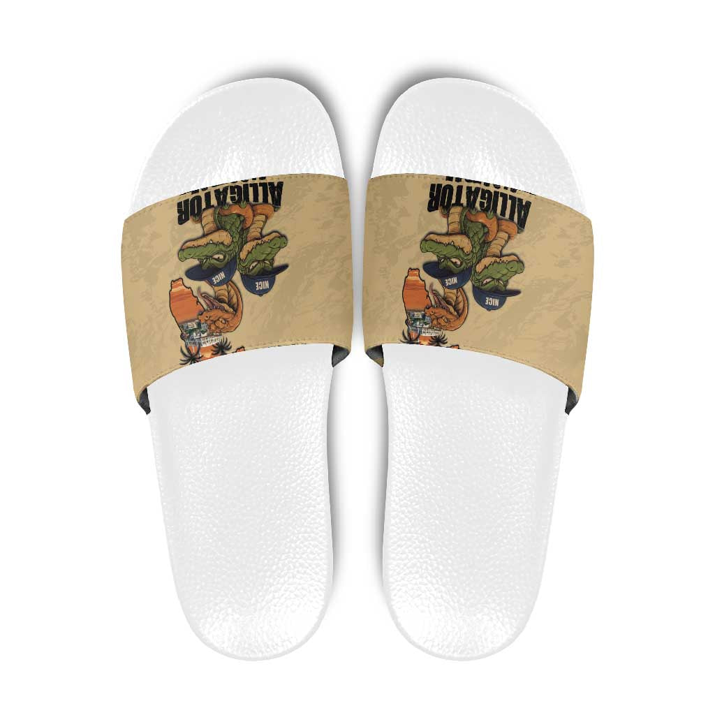 Alligator Alcatraz Prison Florida Everglades Slide Sandals - Wonder Print Shop