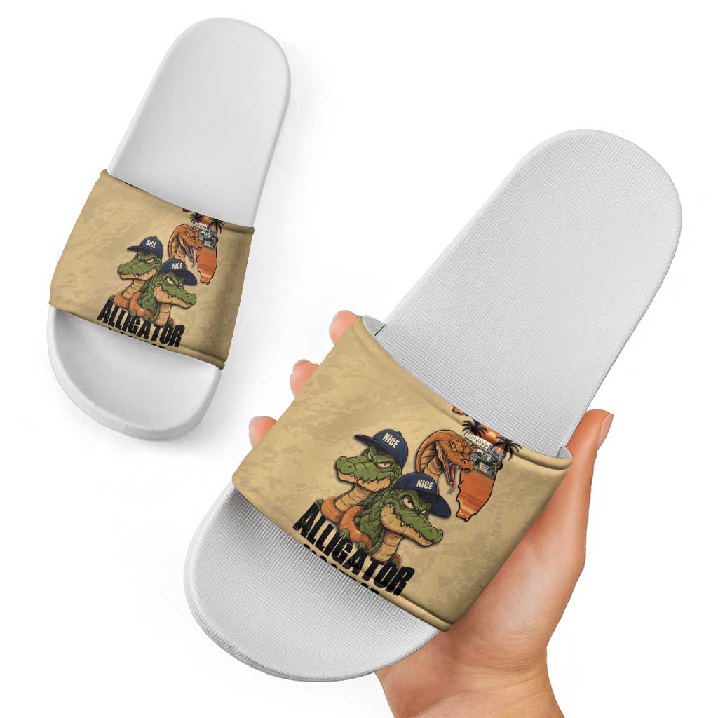 Alligator Alcatraz Prison Florida Everglades Slide Sandals - Wonder Print Shop