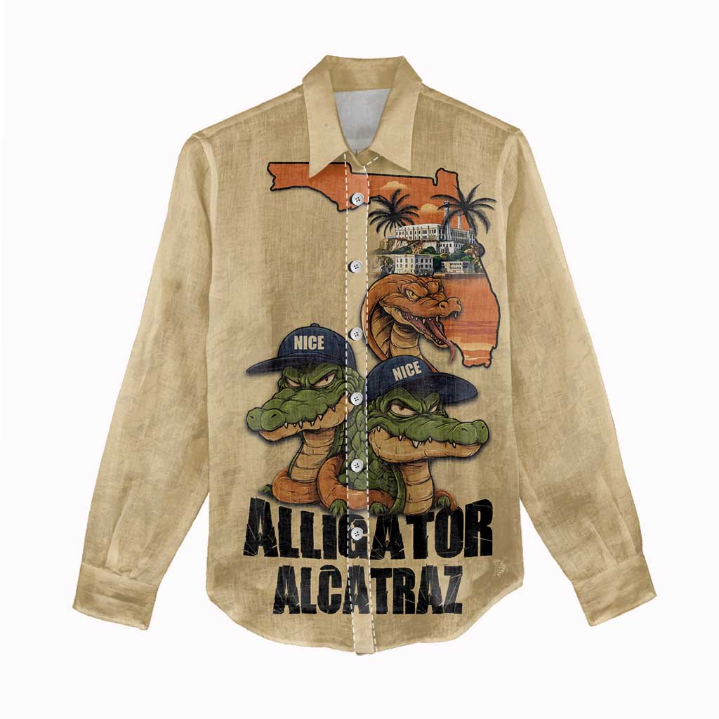 Alligator Alcatraz Prison Florida Everglades Women Casual Shirt - Wonder Print Shop