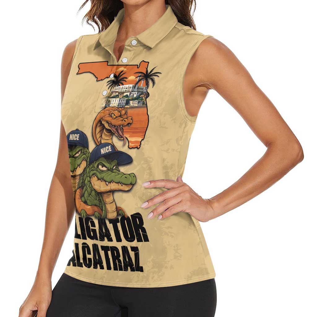 Alligator Alcatraz Prison Florida Everglades Women Sleeveless Polo Shirt - Wonder Print Shop