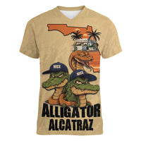 Alligator Alcatraz Prison Florida Everglades Women V-Neck T-Shirt - Wonder Print Shop