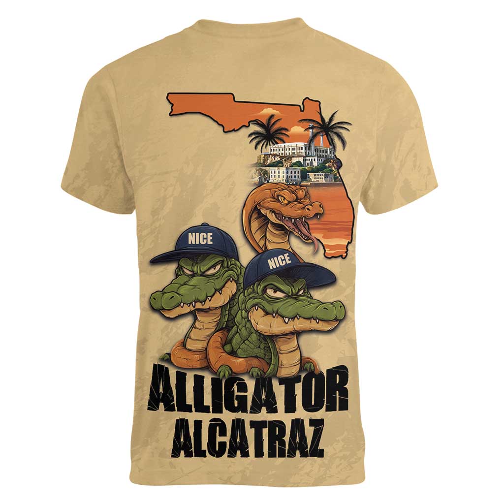 Alligator Alcatraz Prison Florida Everglades Women V-Neck T-Shirt - Wonder Print Shop