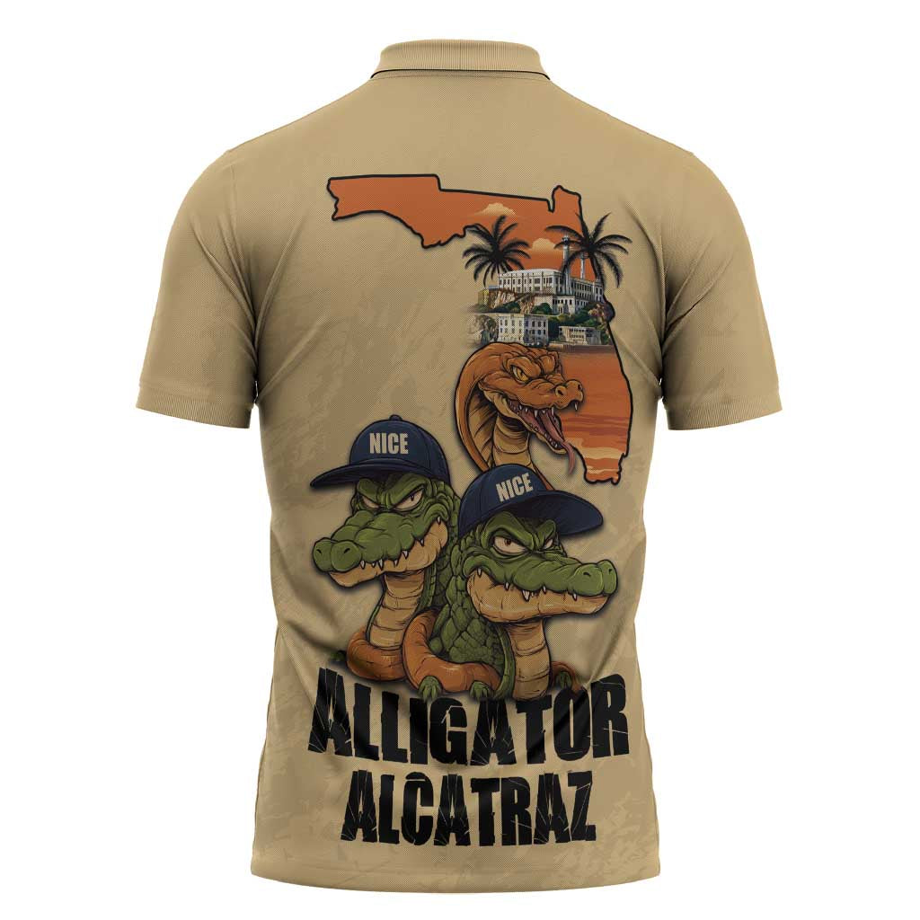Alligator Alcatraz Prison Florida Everglades Zipper Polo Shirt - Wonder Print Shop