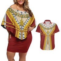 Victoria England Costume Couples Matching Off Shoulder Short Dress and Hawaiian Shirt - Wonder Print Shop