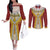 Victoria England Costume Couples Matching Off The Shoulder Long Sleeve Dress and Long Sleeve Button Shirt - Wonder Print Shop