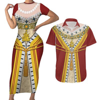 Victoria England Costume Couples Matching Short Sleeve Bodycon Dress and Hawaiian Shirt - Wonder Print Shop