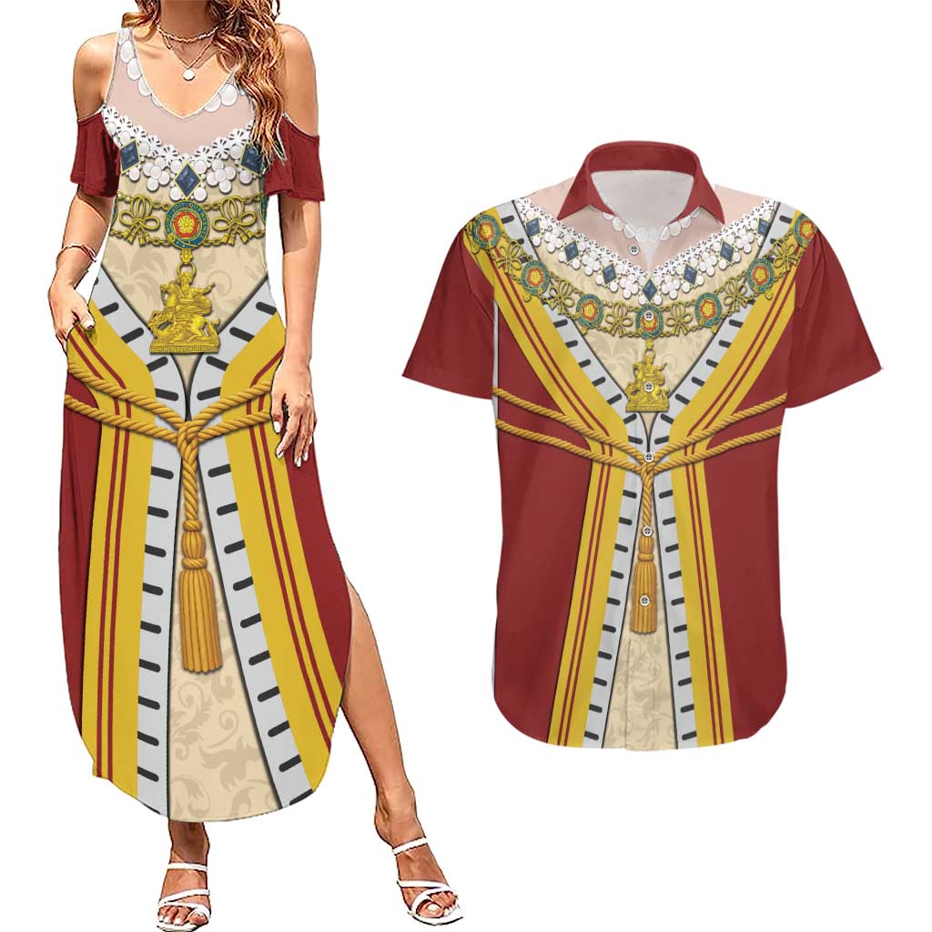 Victoria England Costume Couples Matching Summer Maxi Dress and Hawaiian Shirt - Wonder Print Shop