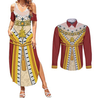 Victoria England Costume Couples Matching Summer Maxi Dress and Long Sleeve Button Shirt - Wonder Print Shop