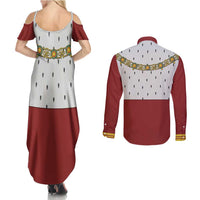 Victoria England Costume Couples Matching Summer Maxi Dress and Long Sleeve Button Shirt - Wonder Print Shop