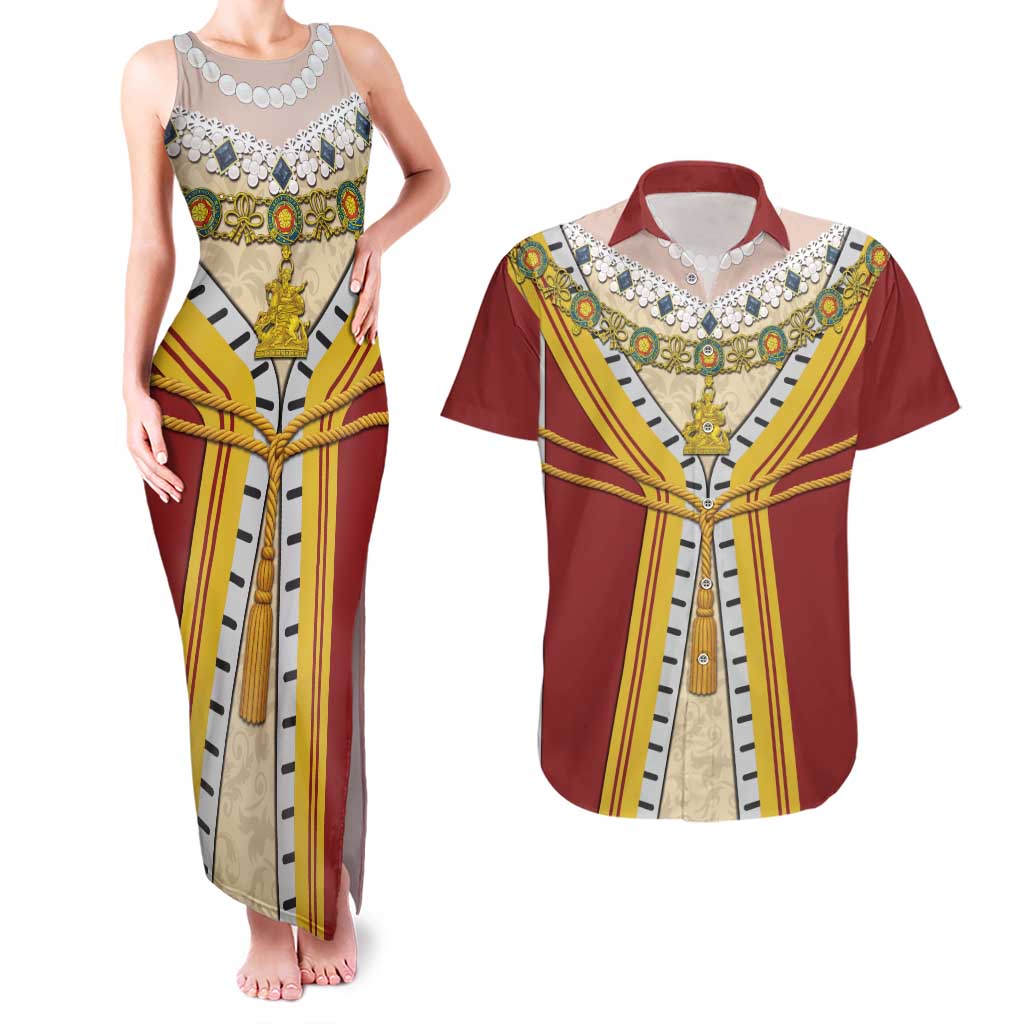 Victoria England Costume Couples Matching Tank Maxi Dress and Hawaiian Shirt - Wonder Print Shop