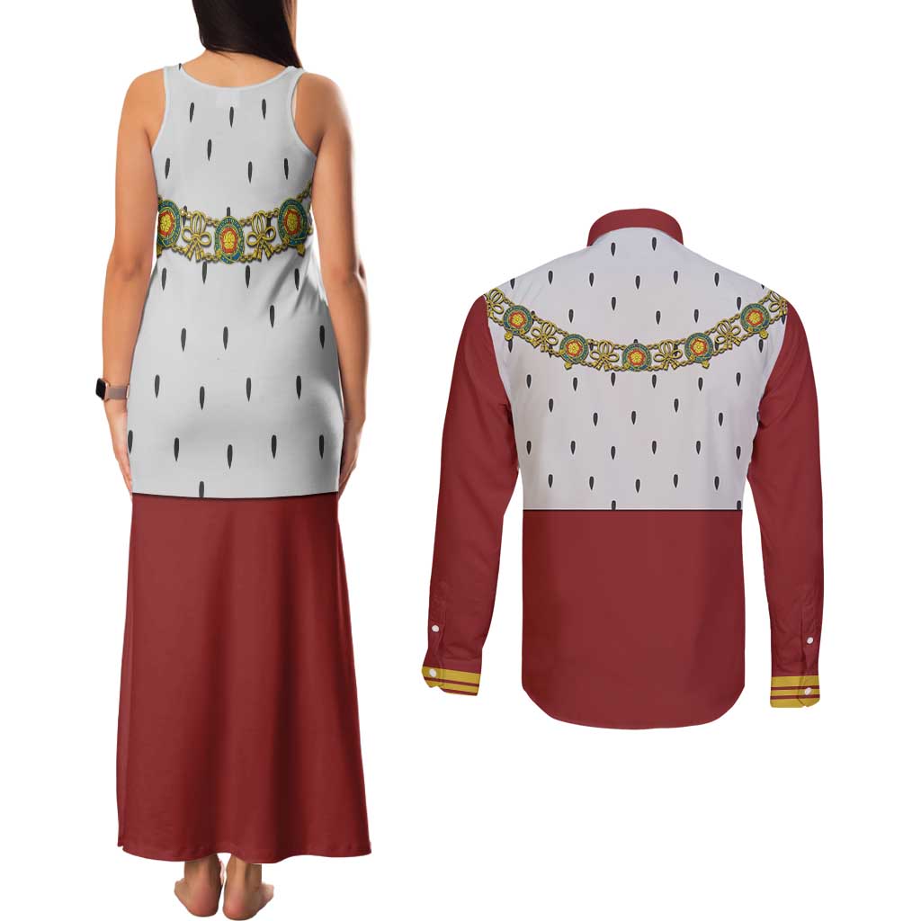Victoria England Costume Couples Matching Tank Maxi Dress and Long Sleeve Button Shirt - Wonder Print Shop