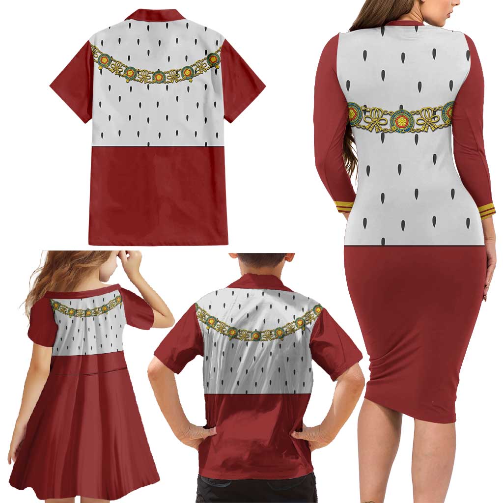 Victoria England Costume Family Matching Long Sleeve Bodycon Dress and Hawaiian Shirt - Wonder Print Shop