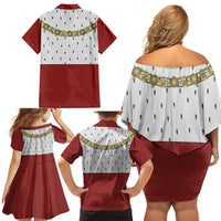 Victoria England Costume Family Matching Off Shoulder Short Dress and Hawaiian Shirt - Wonder Print Shop