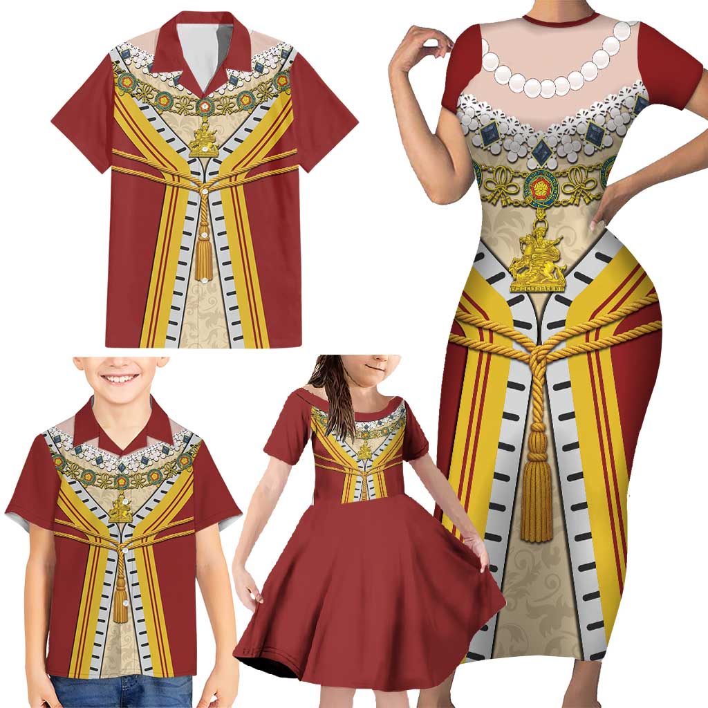 Victoria England Costume Family Matching Short Sleeve Bodycon Dress and Hawaiian Shirt - Wonder Print Shop