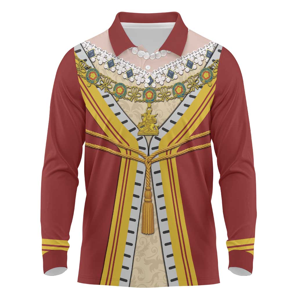 Victoria England Costume Long Sleeve Polo Shirt - Wonder Print Shop