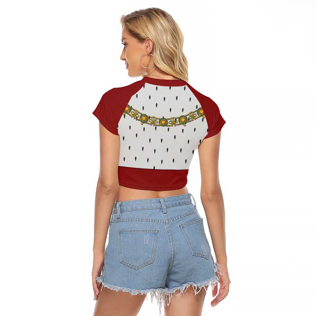 Victoria England Costume Raglan Cropped T Shirt - Wonder Print Shop