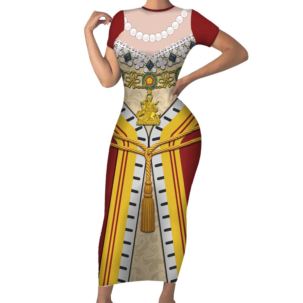 Victoria England Costume Short Sleeve Bodycon Dress - Wonder Print Shop