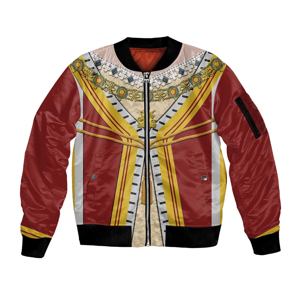 Victoria England Costume Sleeve Zip Bomber Jacket - Wonder Print Shop