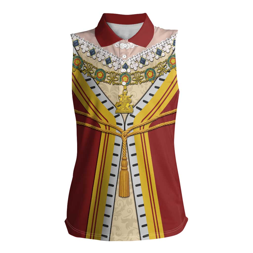 Victoria England Costume Women Sleeveless Polo Shirt - Wonder Print Shop