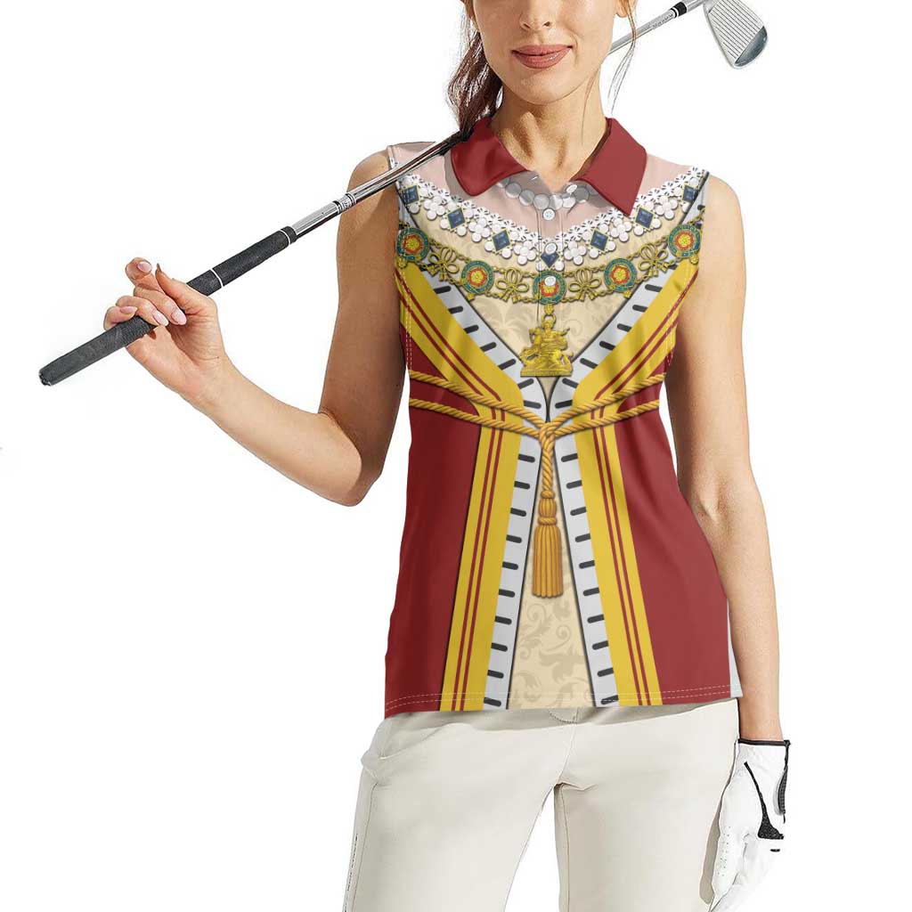 Victoria England Costume Women Sleeveless Polo Shirt - Wonder Print Shop