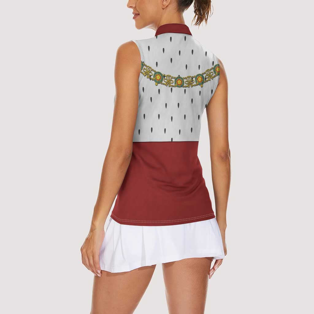 Victoria England Costume Women Sleeveless Polo Shirt - Wonder Print Shop