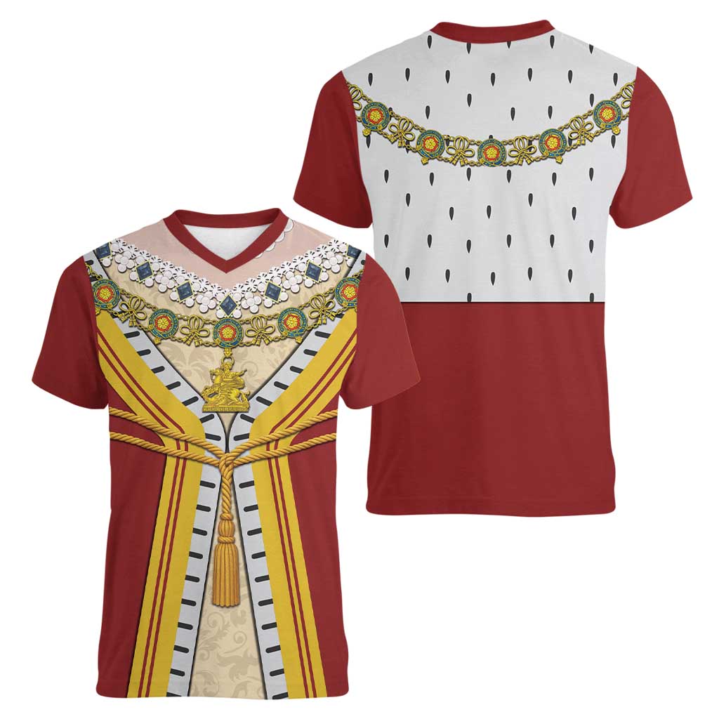 Victoria England Costume Women V-Neck T-Shirt - Wonder Print Shop