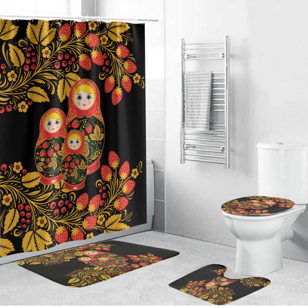 Russian Matryoshka Doll Bathroom Set Khokhloma Patterns - Wonder Print Shop