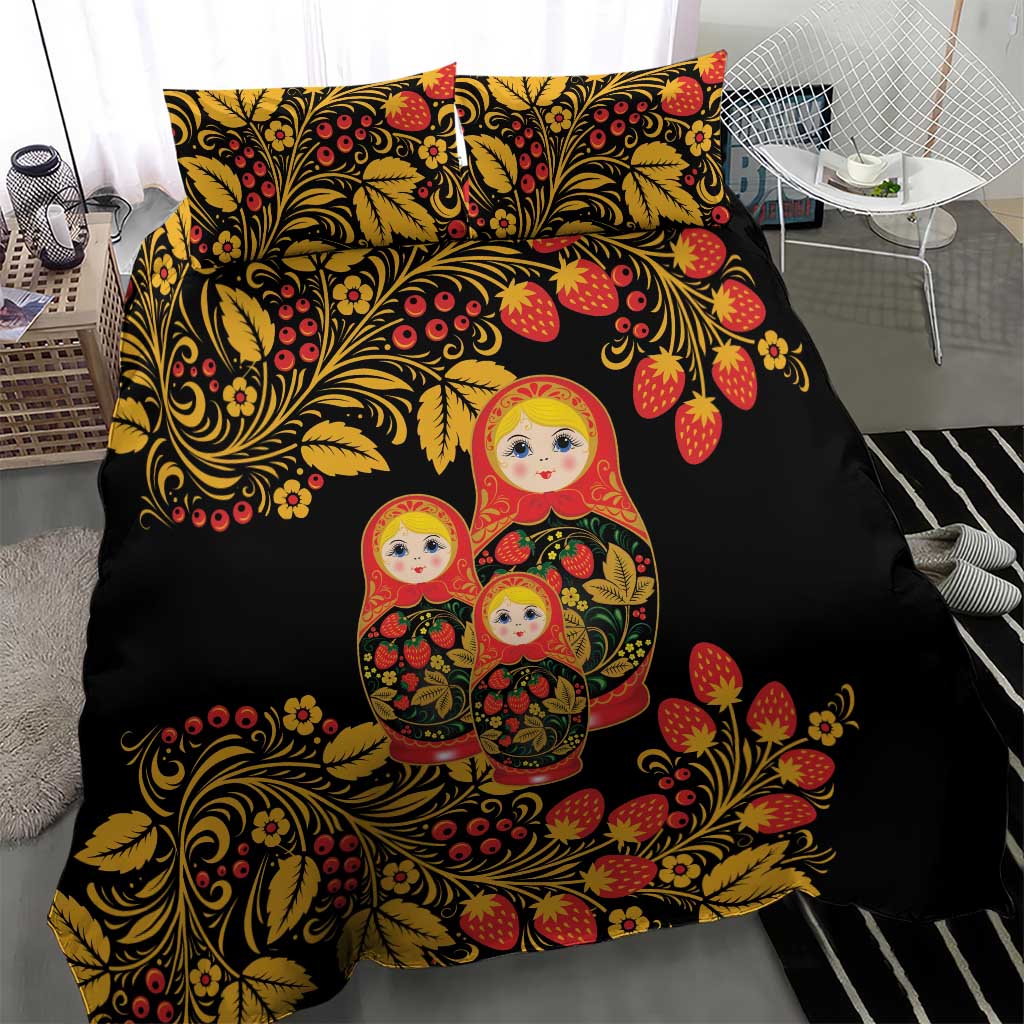 Russian Matryoshka Doll Bedding Set Khokhloma Patterns - Wonder Print Shop
