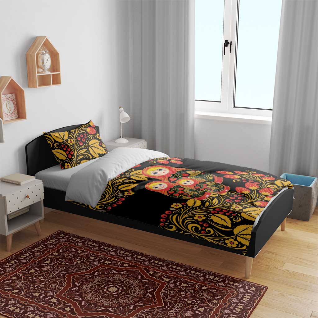 Russian Matryoshka Doll Bedding Set Khokhloma Patterns - Wonder Print Shop