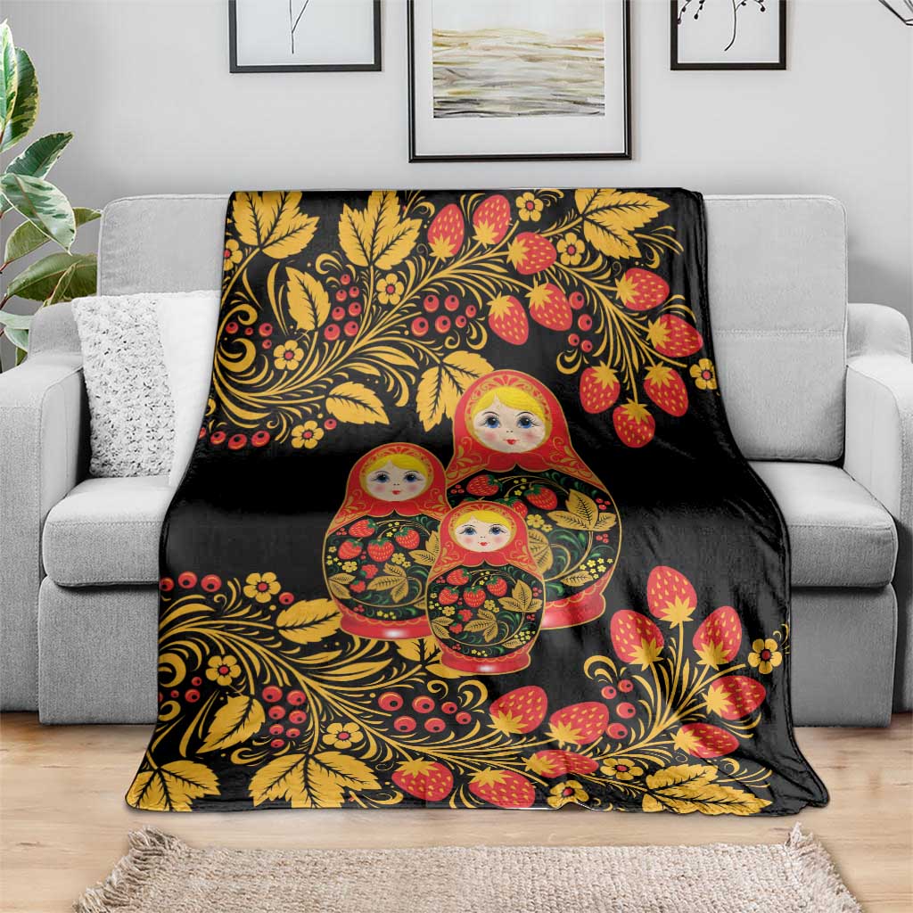 Russian Matryoshka Doll Blanket Khokhloma Patterns - Wonder Print Shop