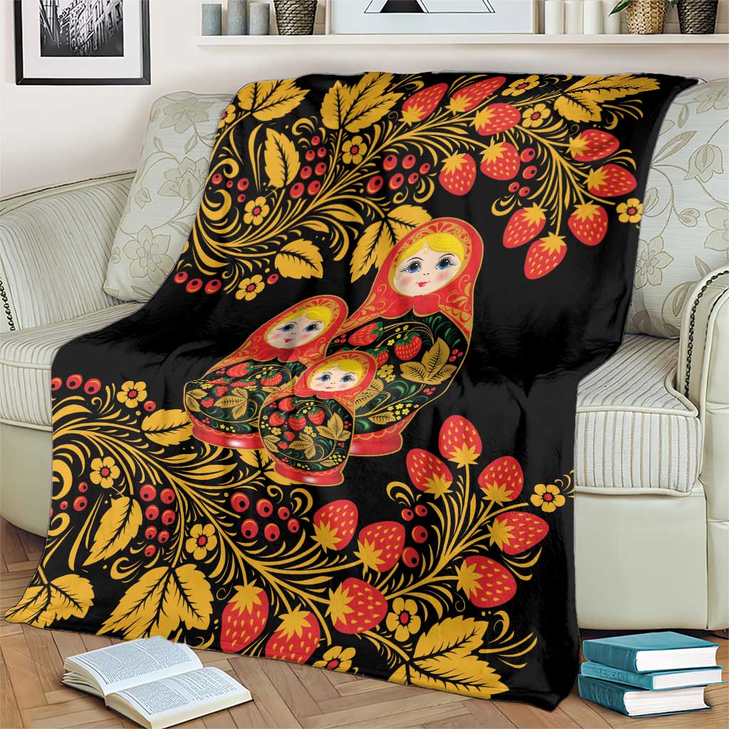 Russian Matryoshka Doll Blanket Khokhloma Patterns - Wonder Print Shop