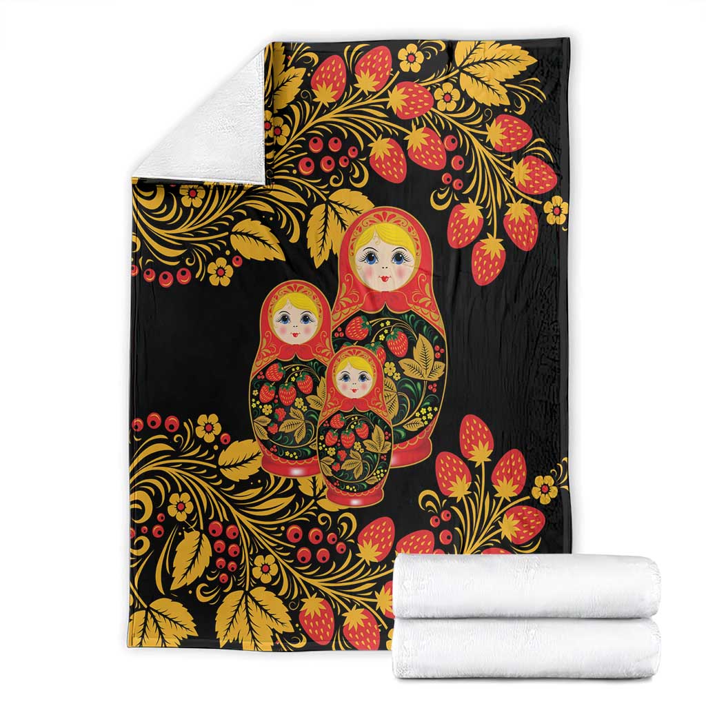 Russian Matryoshka Doll Blanket Khokhloma Patterns - Wonder Print Shop