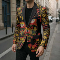 Russian Matryoshka Doll Blazer Khokhloma Patterns - Wonder Print Shop