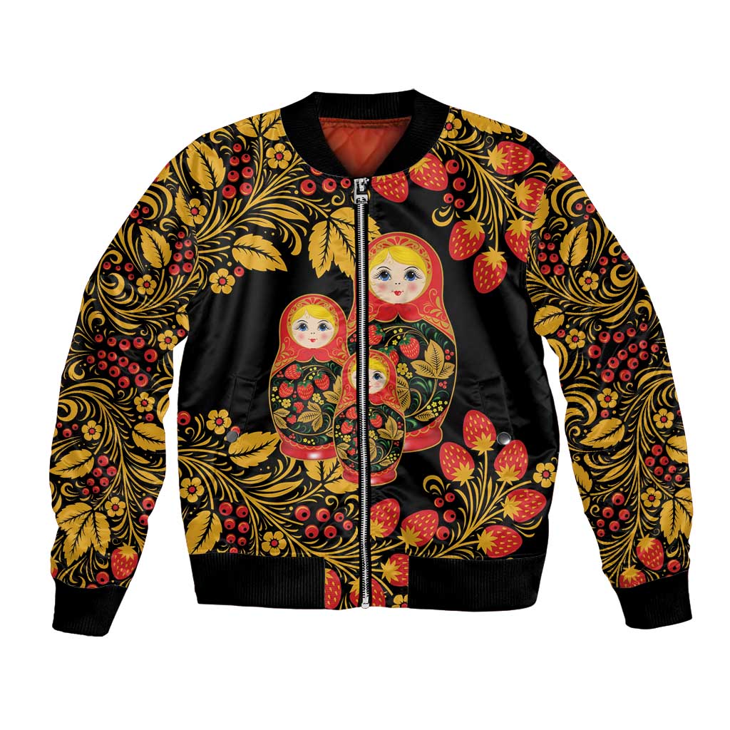 Russian Matryoshka Doll Bomber Jacket Khokhloma Patterns - Wonder Print Shop