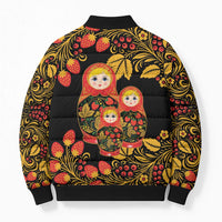 Russian Matryoshka Doll Bomber Puffer Jacket Khokhloma Patterns - Wonder Print Shop