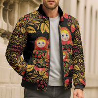 Russian Matryoshka Doll Bomber Puffer Jacket Khokhloma Patterns - Wonder Print Shop
